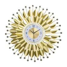 Load image into Gallery viewer, Unique Handmade Golden Leaf Large Wall Clock - Decor Home
