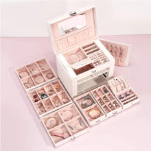Load image into Gallery viewer, Large Capacity White Jewellery Box With Lock Key Mirror - Decor Home