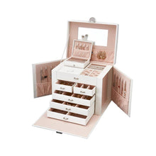 Load image into Gallery viewer, Large Capacity White Jewellery Box With Lock Key Mirror - Decor Home