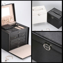 Load image into Gallery viewer, Large Capacity Black Jewellery Box With Lock Key Mirror - Decor Home