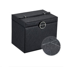 Load image into Gallery viewer, Large Capacity Black Jewellery Box With Lock Key Mirror - Decor Home