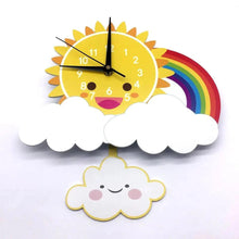 Load image into Gallery viewer, Eco-friendly Sun Rainbow Nursery Wall Clock - Decor Home