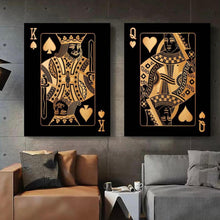 Load image into Gallery viewer, Poker Queen and King Canvas Prints - 2 Pcs Set (60x80cm) - Decor Home