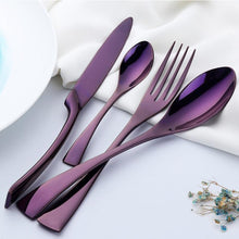 Load image into Gallery viewer, 16 Pcs Stainless Steel Purple Cutlery Set - Decor Home