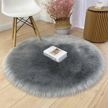 Load image into Gallery viewer, Round Shaggy Faux Fur Sheepskin Rug (120cm) - Decor Home