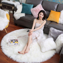 Load image into Gallery viewer, Round Shaggy Faux Fur Sheepskin Rug (120cm) - Decor Home