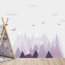 Load image into Gallery viewer, Peel and Stick Fabric Wall Stickers - Violet Triangle Mountains - Decor Home