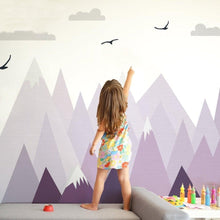Load image into Gallery viewer, Peel and Stick Fabric Wall Stickers - Violet Triangle Mountains - Decor Home