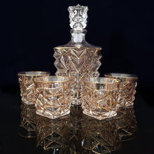 Load image into Gallery viewer, Gold Trimmed Crystal Whiskey Decanter and Glasses Set - Decor Home