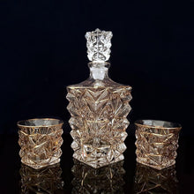 Load image into Gallery viewer, Gold Trimmed Crystal Whiskey Decanter and Glasses Set - Decor Home