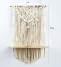 Load image into Gallery viewer, Wooden Floating Shelf Wall Hanging Macrame Planter - Decor Home