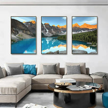Load image into Gallery viewer, 3 Piece Beautiful Mountain Lake Framed Canvas Wall Art - Fansee Australia
