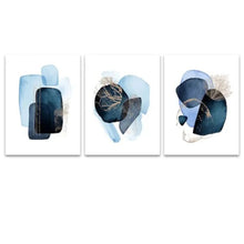 Load image into Gallery viewer, 3 Piece Gorgeous Blue Abstract Framed Canvas Wall Art - Fansee Australia

