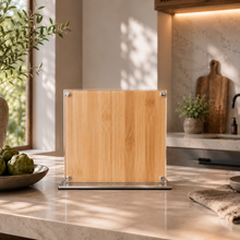 Load image into Gallery viewer, Natural Bamboo Magnetic Knife Block – Double-Sided Knife Holder with Acrylic Panels

