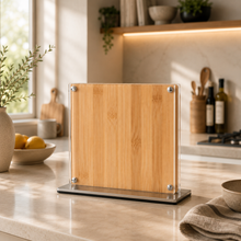 Load image into Gallery viewer, Natural Bamboo Magnetic Knife Block – Double-Sided Knife Holder with Acrylic Panels

