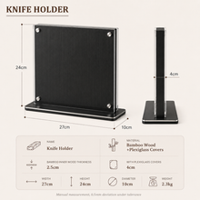 Load image into Gallery viewer, Black Magnetic Knife Block – Double-Sided Bamboo Knife Holder with Covers
