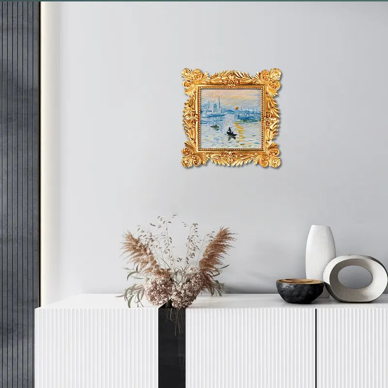 DIY Baroque Painting Kit – Impression Sunrise with Ornate Frame (Embossed Canvas)