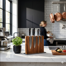 Load image into Gallery viewer, Acacia Edge Double-Sided Magnetic Knife Block
