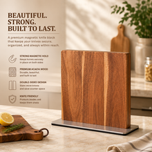 Load image into Gallery viewer, Acacia Edge Double-Sided Magnetic Knife Block
