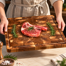 Load image into Gallery viewer, Rustic Acacia Wooden Cutting &amp; Serving Board – Natural Timber Kitchen Décor
