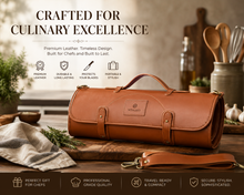 Load image into Gallery viewer, Luxury Culinary Knife Roll – 11 Slot PU Leather Chef Knife Carrier &amp; Travel Bag
