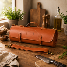 Load image into Gallery viewer, Luxury Culinary Knife Roll – 11 Slot PU Leather Chef Knife Carrier &amp; Travel Bag
