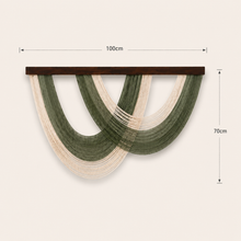 Load image into Gallery viewer, Sage &amp; Ivory Macramé Wall Hanging – Large Handwoven Cotton Wall Décor (100cm x 70cm)

