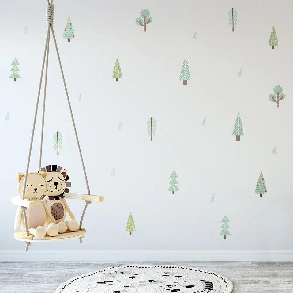 Adorable Green Pine Tree Wall Stickers - Decor Home