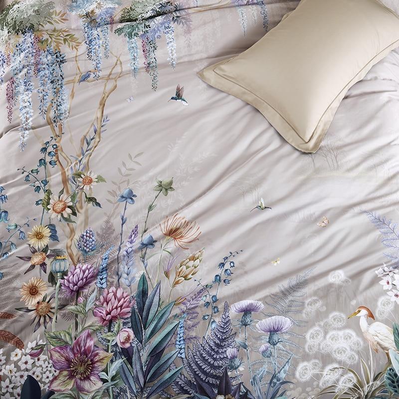 Botanical Cotton Duvet Quilt Cover Set - Quilt Cover, Bed Sheet, 2 Pillowcases - Decor Home