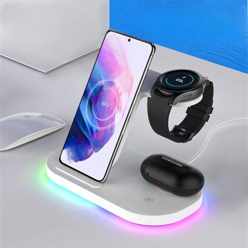 3 in 1 Wireless Charger Stand For Samsung Phone Galaxy Watch Buds iPhone Apple AirPods - Decor Home
