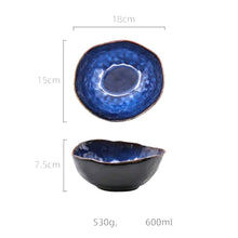 Load image into Gallery viewer, 4 Pcs Set Handmade Blue Artisan Dinner Bowl - Fansee Australia
