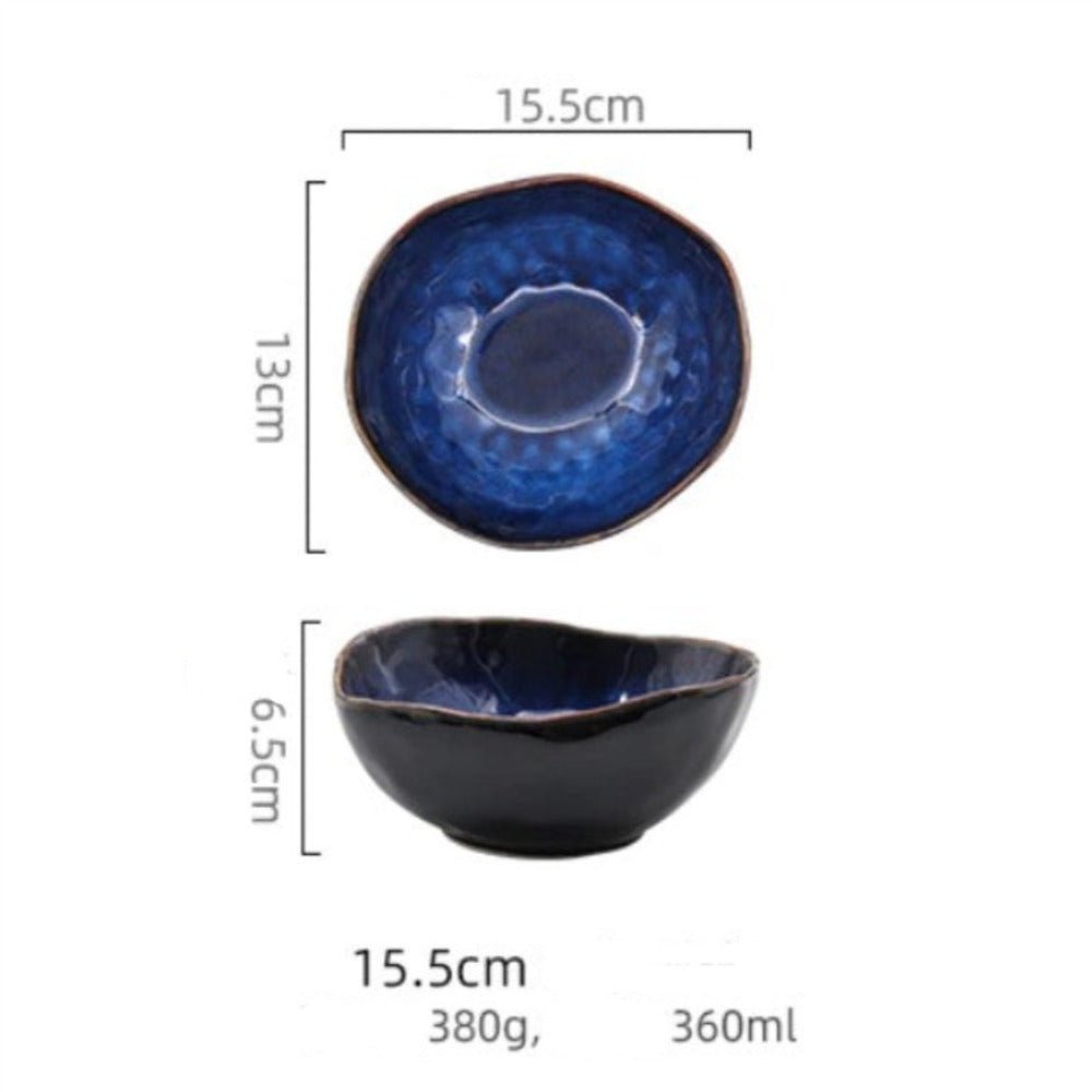 4 Pcs Set Blue Artisan Dinner Bowl (15.5cm)
