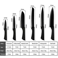 Load image into Gallery viewer, 8 Pcs High Quality Stainless Steel Black Kitchen Knives Set With Holder Sharpener - Fansee Australia
