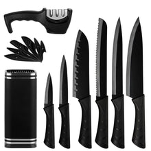 Load image into Gallery viewer, 8 Pcs High Quality Stainless Steel Black Kitchen Knives Set With Holder Sharpener - Fansee Australia
