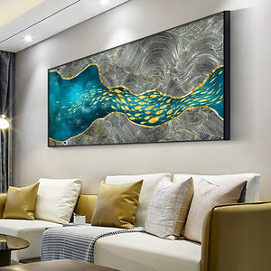 Golden Fish In Moon Canvas Wall Art Prints - Fansee Australia