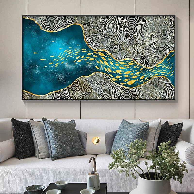 Golden Fish In A River Canvas Prints (70x122cm) - Decor Home