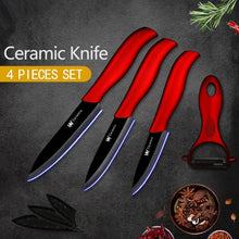 Load image into Gallery viewer, Ceramic Knife Set 3&quot; 4&quot; 5&quot; inch Plus Free Peeler
