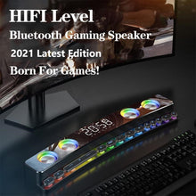 Load image into Gallery viewer, Black Bluetooth Wireless Speaker FM Clock for Gaming Computer Alarm
