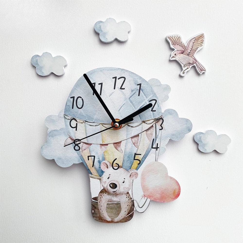 Flying On Hot Air Balloon Kids Room Wall Clock - Decor Home