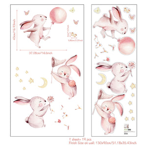 Fun Loving Bunnies Removable Nursery Wall Stickers