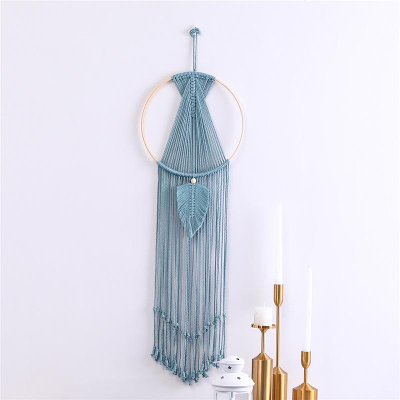 Blue Dream Catcher Wall Hanging Macrame with Tassels