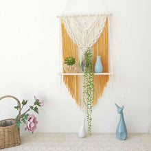 Load image into Gallery viewer, Macrame Plant Hanger Wooden Floating Shelf
