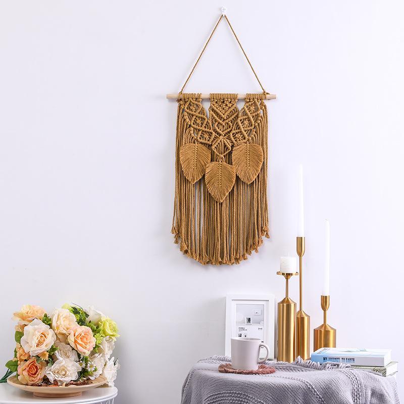 Brown Handwoven Macrame Wall Hanging with Tassels - Decor Home