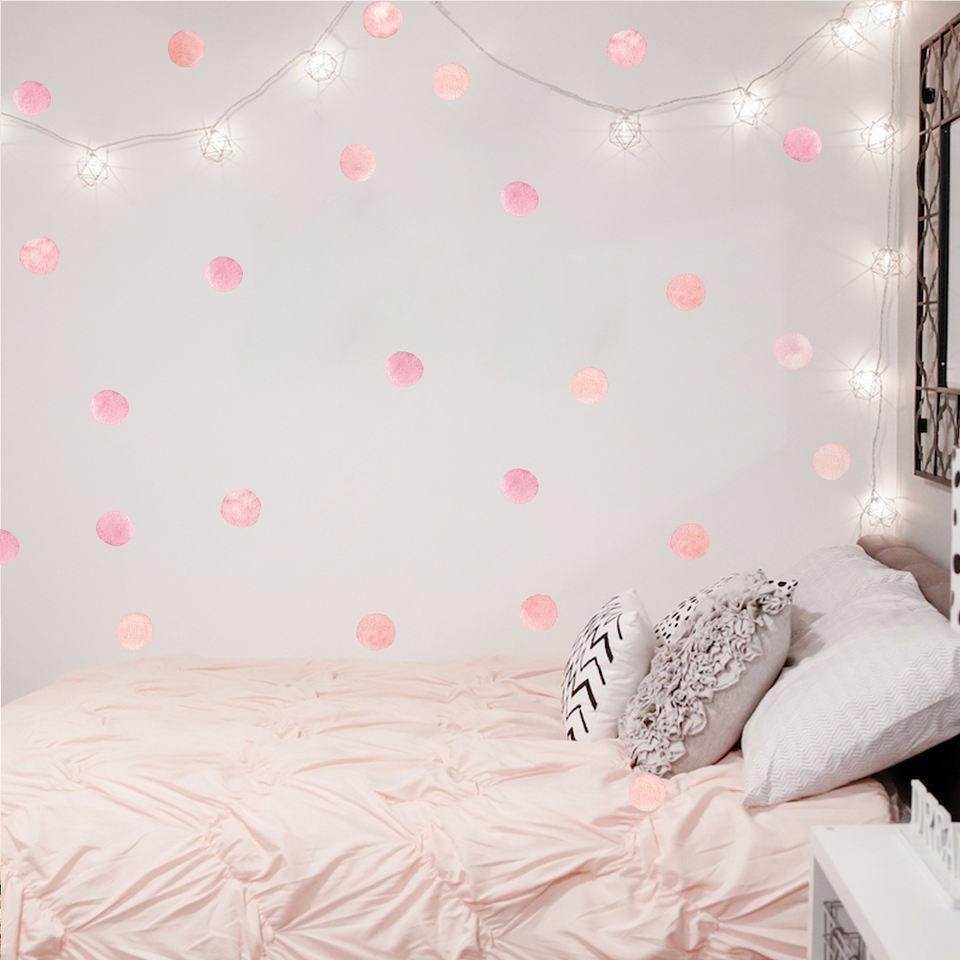 Pink Watercolour Rainbow And Dots Wall Stickers - Decor Home