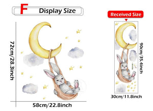 Adorable Bears and Bunnies Swinging On The Star and Moon Wall Stickers