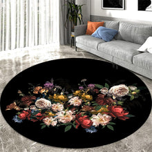 Load image into Gallery viewer, Luxurious Floral Art Black Round Rug
