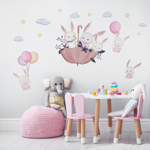 Load image into Gallery viewer, Bunnies On Umbrella Removable Wall Stickers
