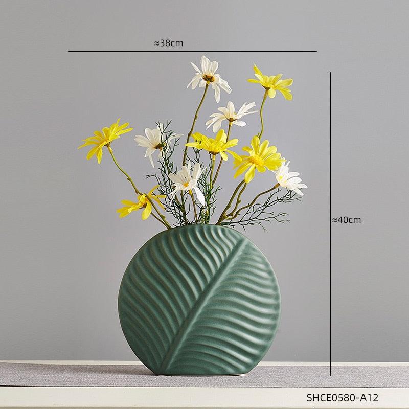 Ceramic Leaf Flower Vases - Decor Home