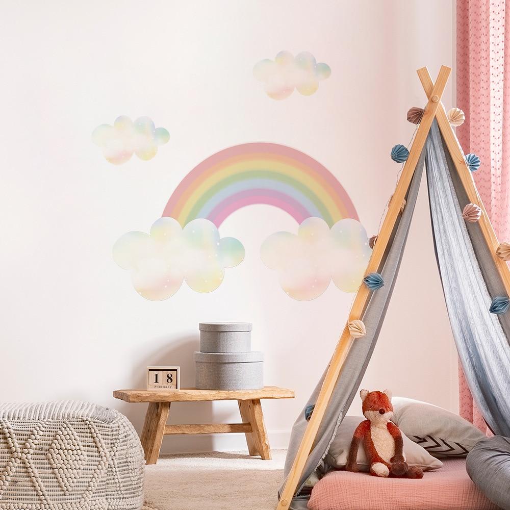 Removable Eco-friendly Floral Rainbow Wall Decals for Kids Decor