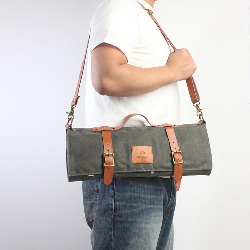 11 Pocket Green Canvas Knife Bag - Decor Home